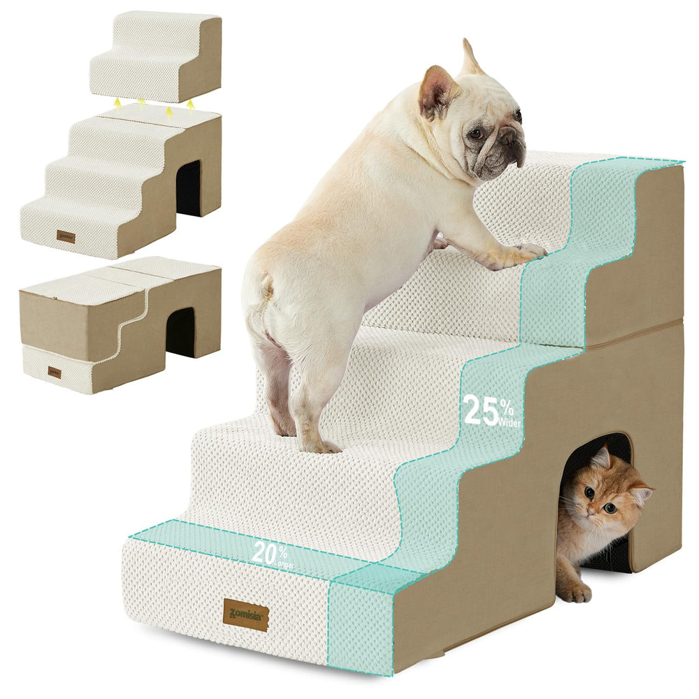ZOMISIA escalones para perros de 5 pasos, 24 pulgadas, acceso estable a la cama.
