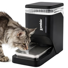 ZOMISIA bebedero para gatos por gravedad con cuenco de acero inoxidable para hidratación constante.