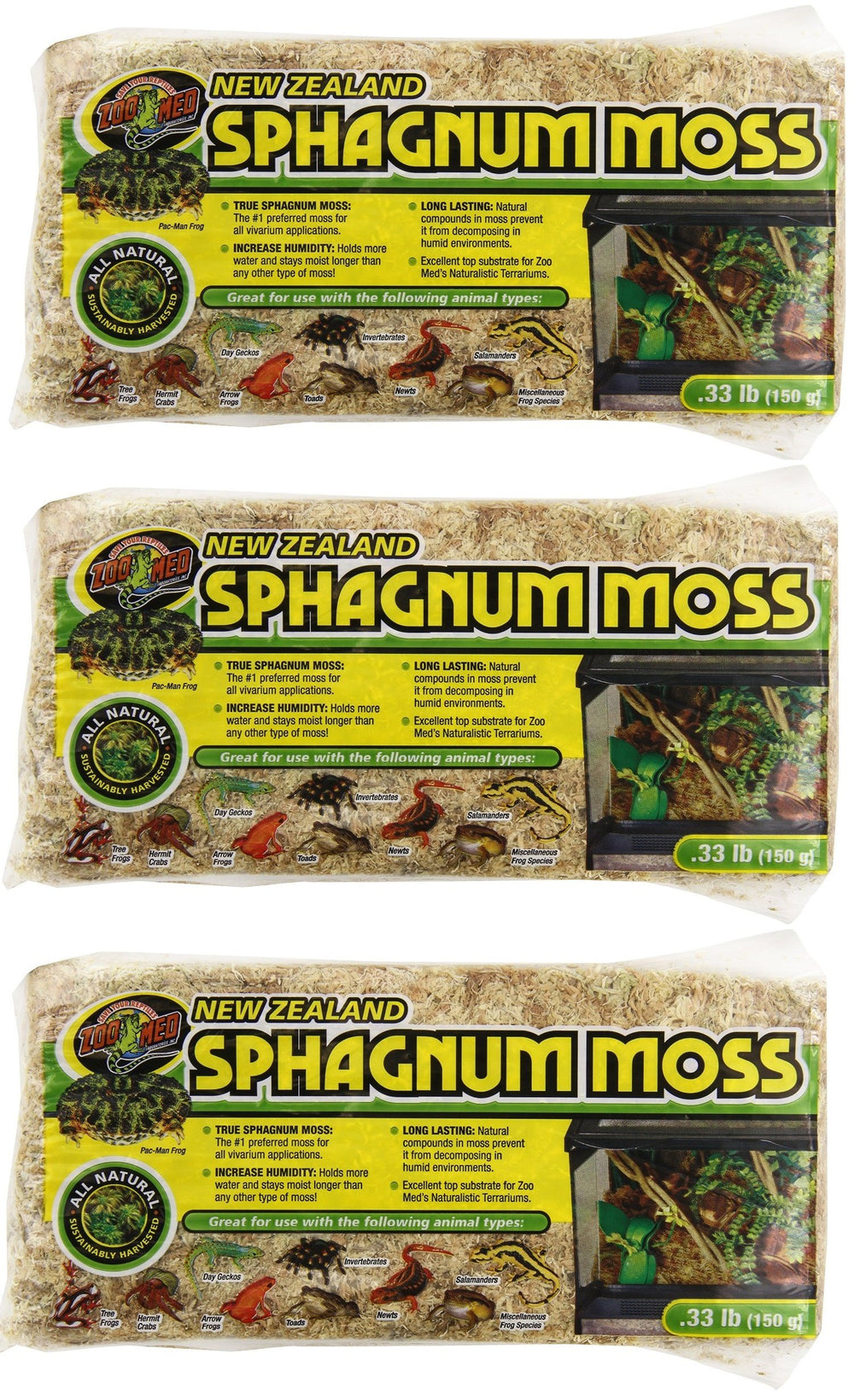 Zoo Med musgo sphagnum Nueva Zelanda 0-33 lb útil como sustrato y retención de humedad