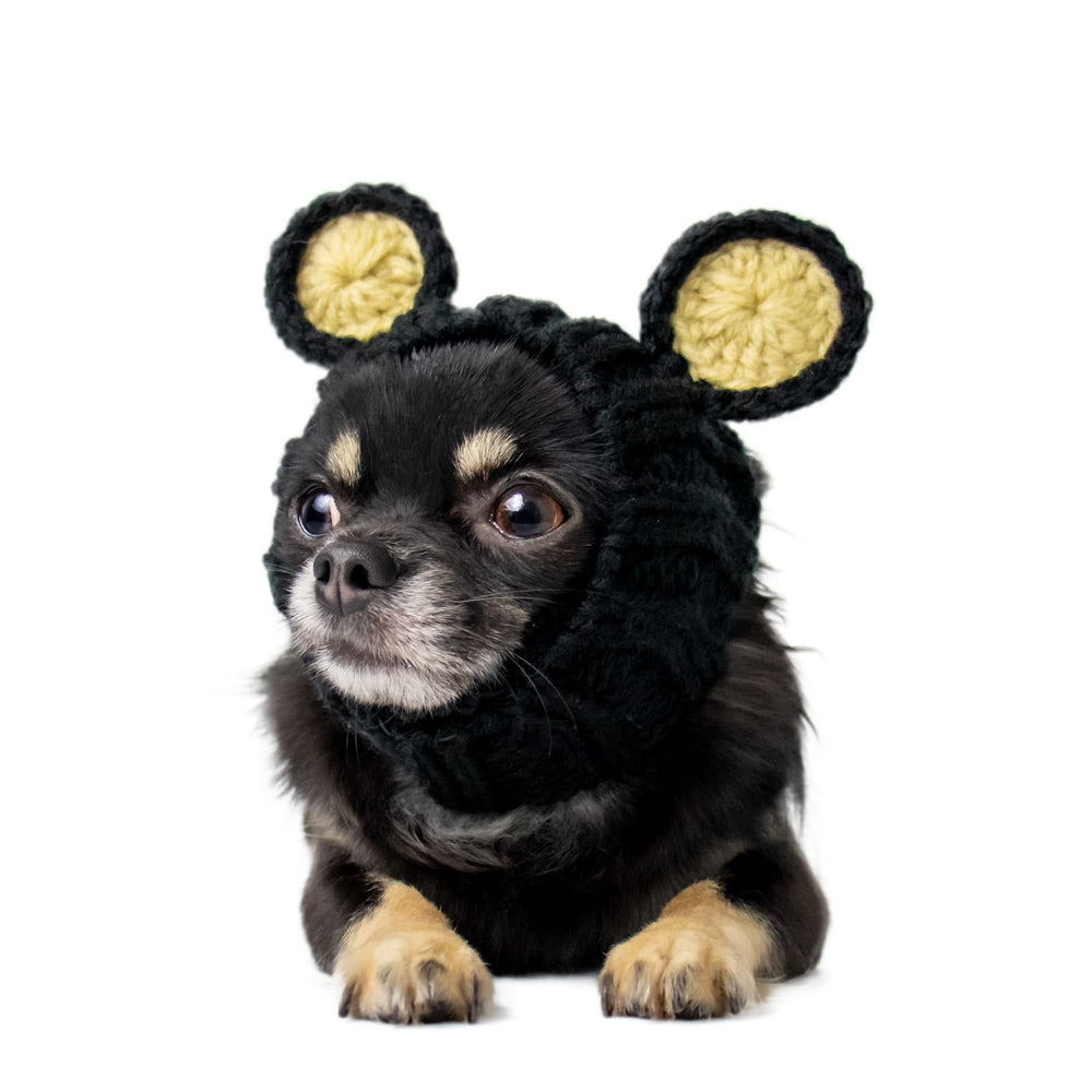 Zoo Snoods Osito Negro bufanda para cuello canino, lana cálida para paseos.