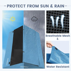 Tela 600D PVC impermeable de Zooba protege contra lluvia y sol.