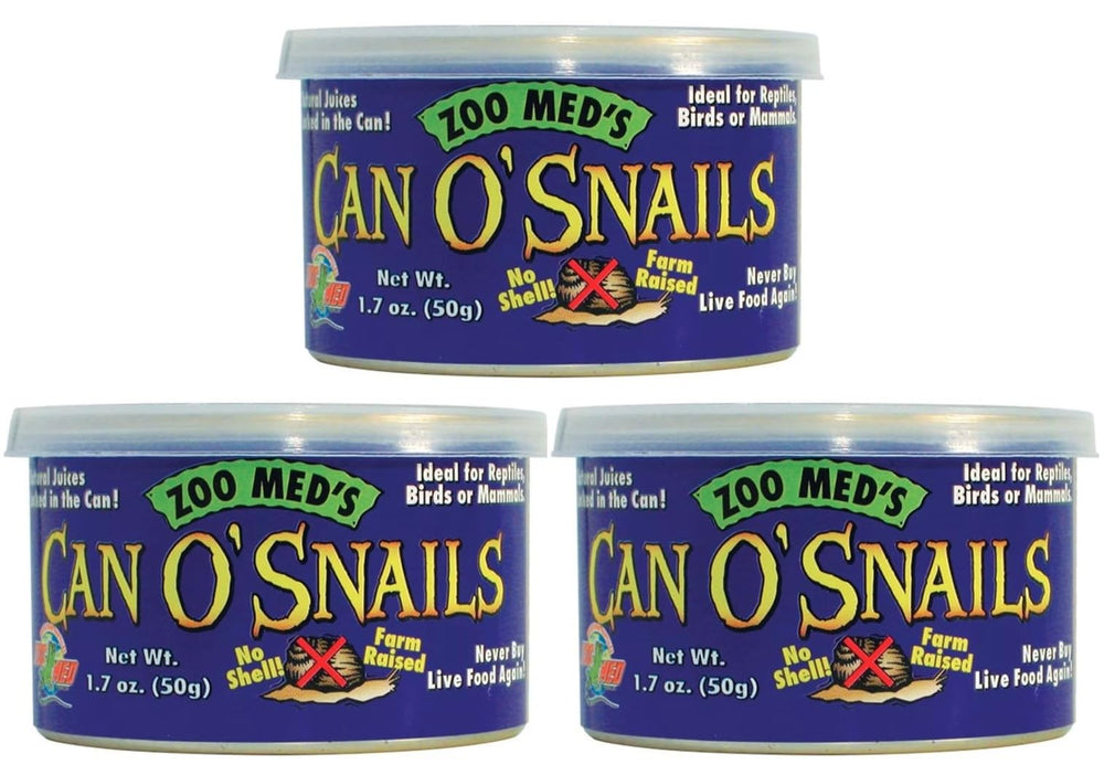 Zoo Med Can O' Snails: caracoles medianos sin caparazón, ideal como snack para reptiles pequeños.