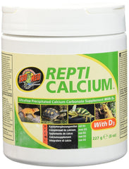 Zoo Med Reptile Calcium en botella con Vitamina D3 para calcio de alta biodisponibilidad.
