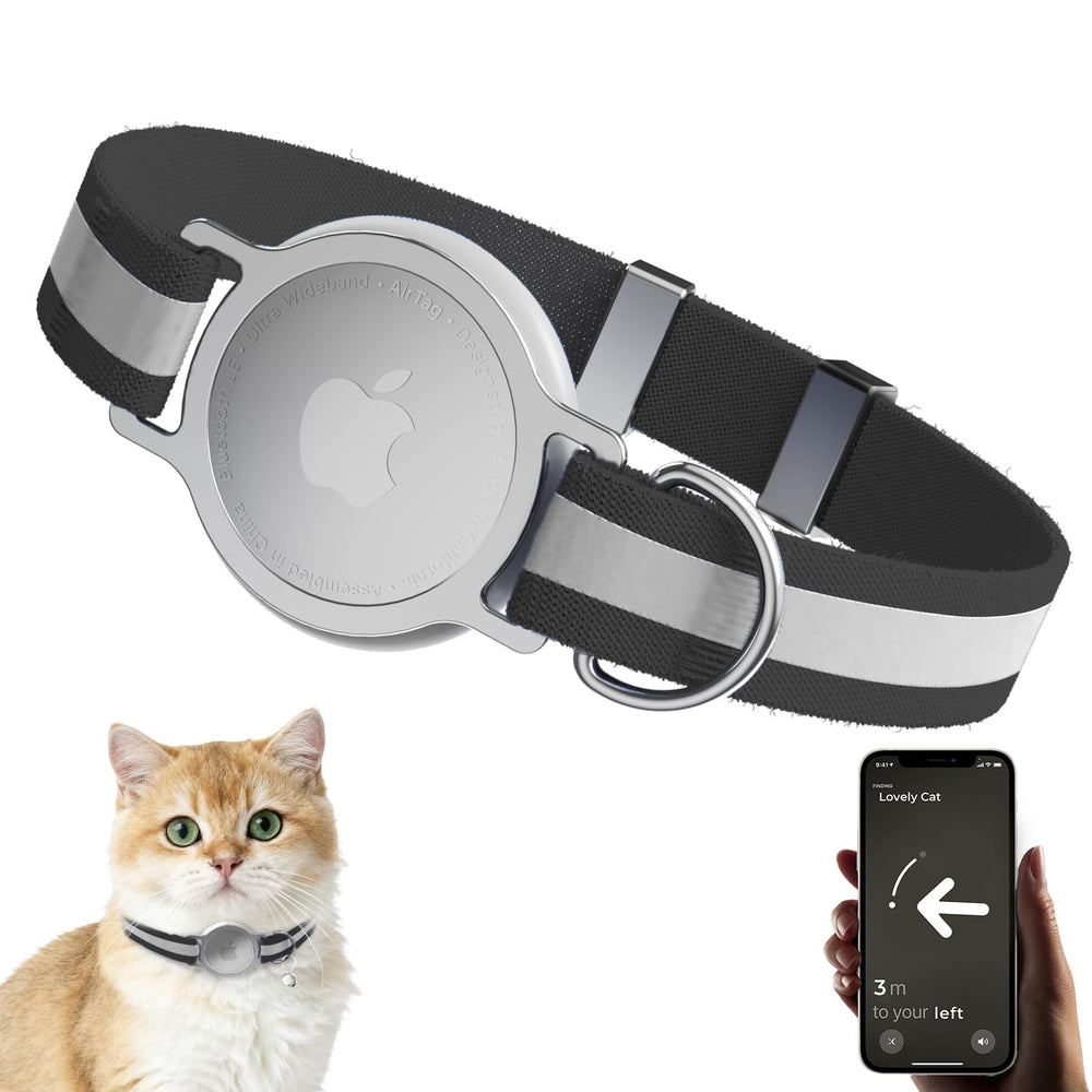 Collar AirTag de ZOWPET para gatos, ligero y cómodo para paseos diarios.
