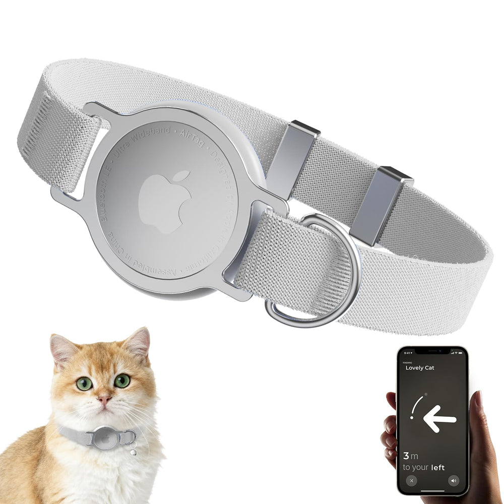 Collar ZOWPET AirTag para gato con diseño integrado que mantiene el AirTag seguro