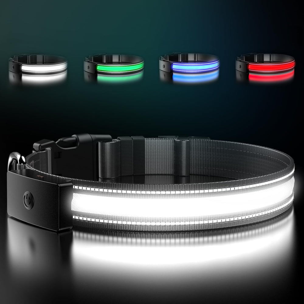 ZOWPET collar LED, brillo máximo para paseos nocturnos visibles.