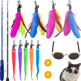 Juguetes ZPH para gatos: varita retráctil de 2 piezas, ideal para ejercicio.