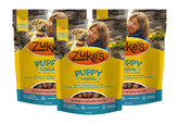 Zuke's Puppy Naturals empaque frontal, snack sin granos para cachorros.