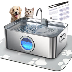 Zuqqony bebedero para perros de acero inoxidable con capacidad 12l, ideal para múltiples mascotas.
