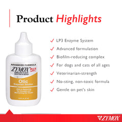 Zymox Advanced Formula Otico ayuda a eliminar biofilms en la entrada auditiva.