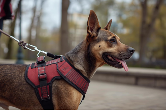 Perro paseando con arnés cómodo en México