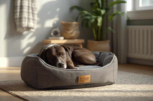 Perro descansando en una cama cómoda en casa en México