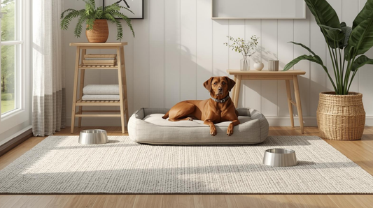 Área limpia y ordenada para perro en casa en México