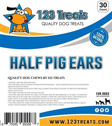 123 Treats orejas de cerdo para perros, textura y sabor que entretienen