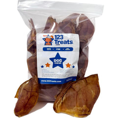 123 Treats orejas de cerdo, aroma natural y sabroso para perros.