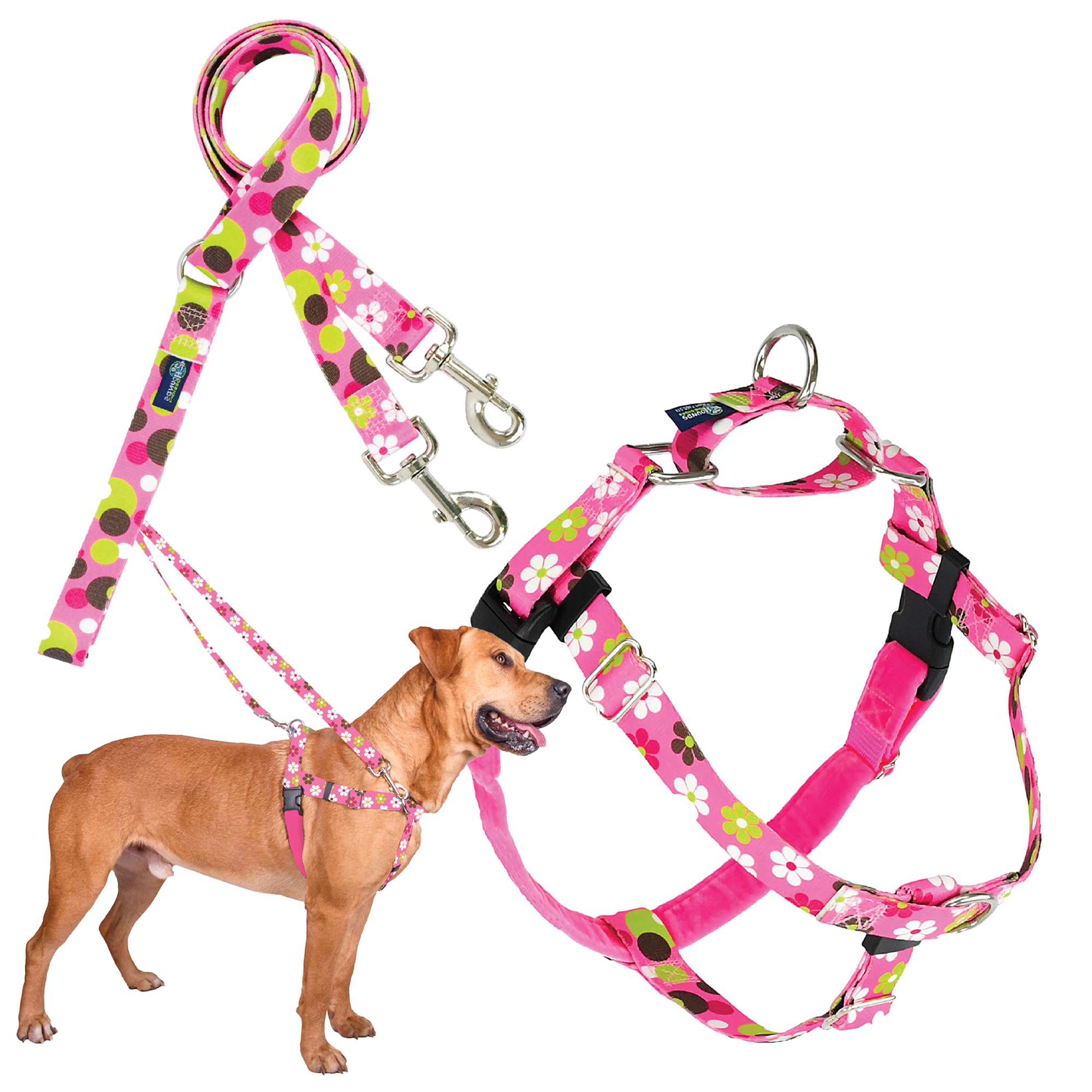 Arnés Freedom No-Pull de 2 Hounds Design en rosa daisy para control suave.