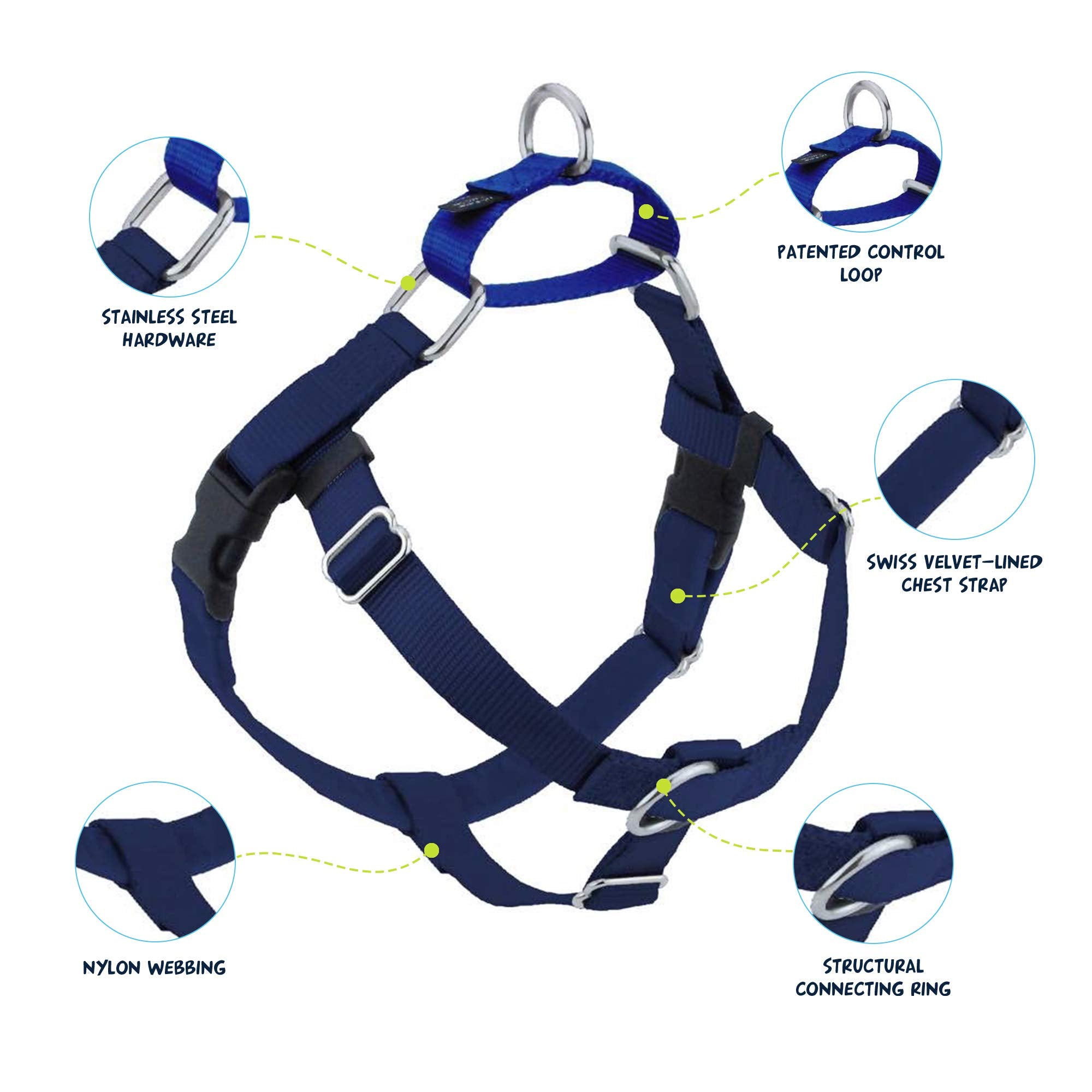 Arnés con cuatro puntos de ajuste, 2 Hounds Design, ajuste perfecto para perros de todas las tallas.