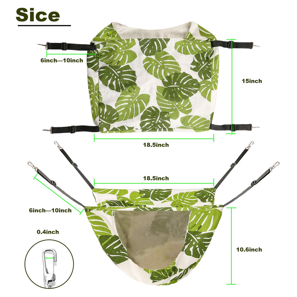 2FY2SW cama-colgante, doble capa, solución versátil para mascotas, verde y blanco.