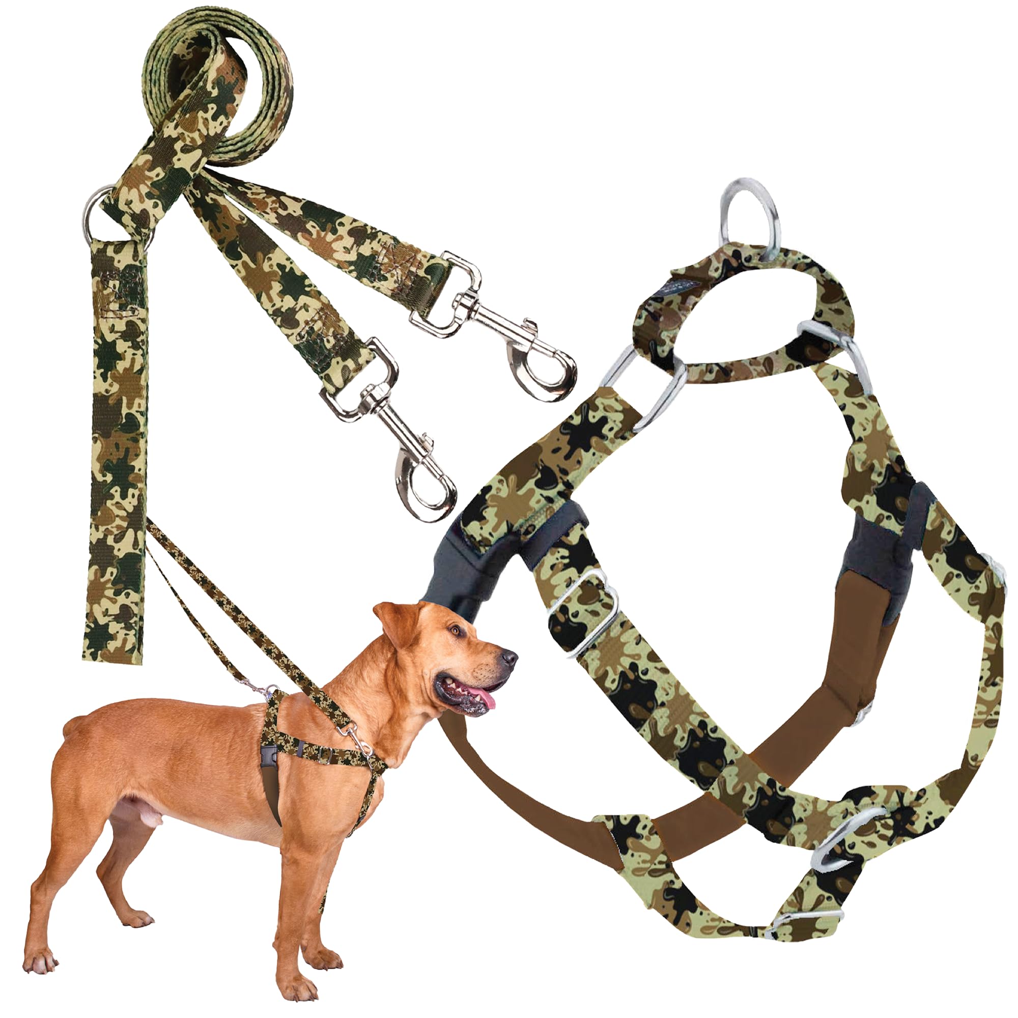 2 Hounds Design arnés libertad sin tirón en verde lodo para paseos más tranquilos.