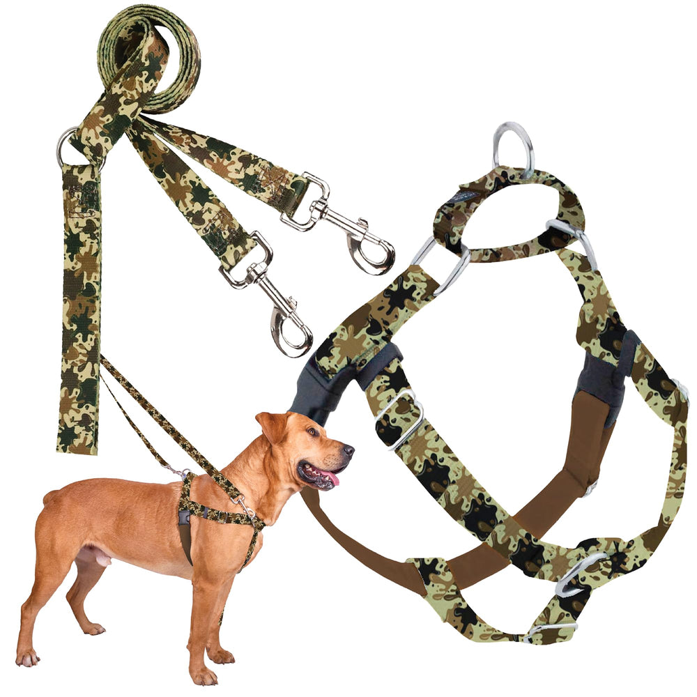 2 Hounds Design arnés libertad sin tirón en verde lodo para paseos más tranquilos.