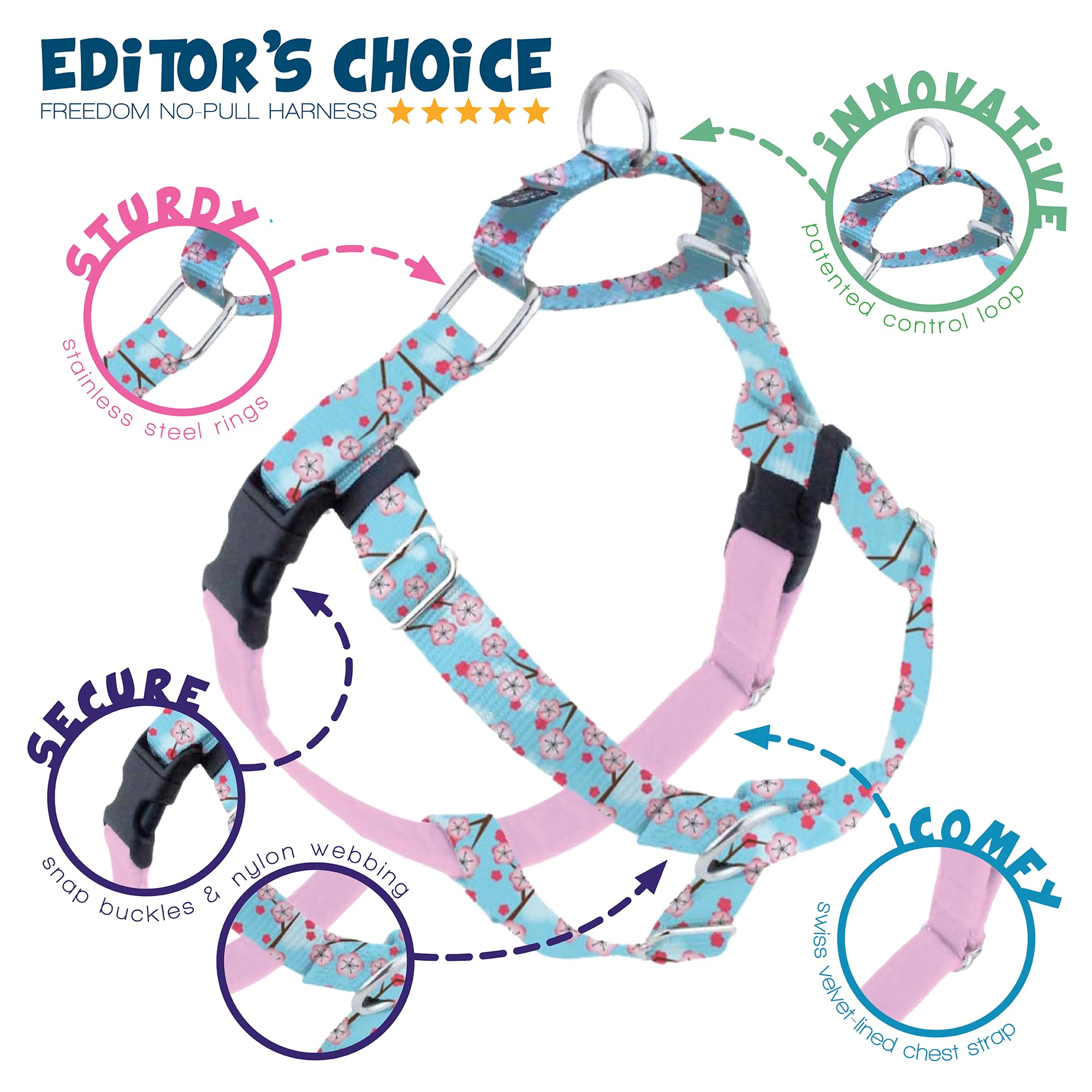 Ajustes de cuatro puntos de 2 Hounds Design permiten un ajuste personalizado para perros grandes.