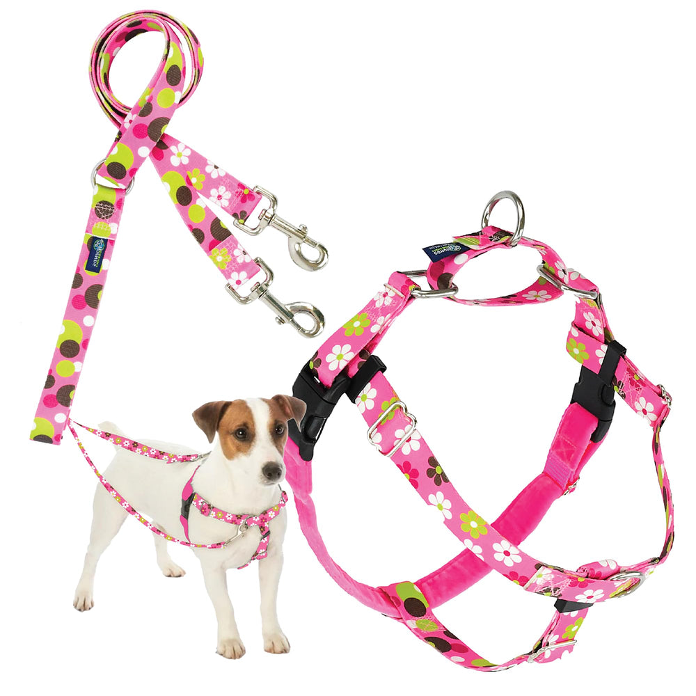 2 Hounds Design Arnés Freedom No Tirones rosa daisy, cómodo para paseos sin tirones