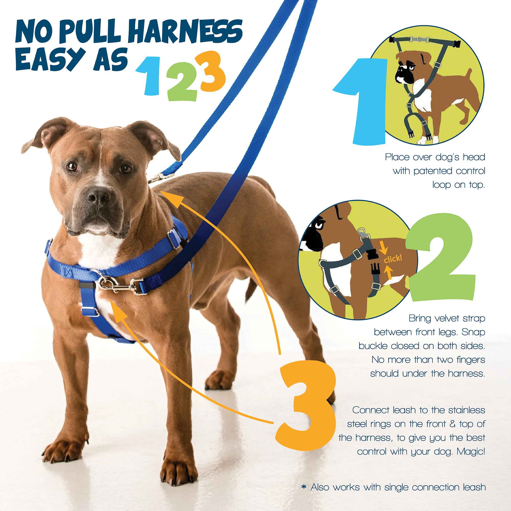 2 Hounds Design Arnés con clips frontal y trasero, distribución de la tensión