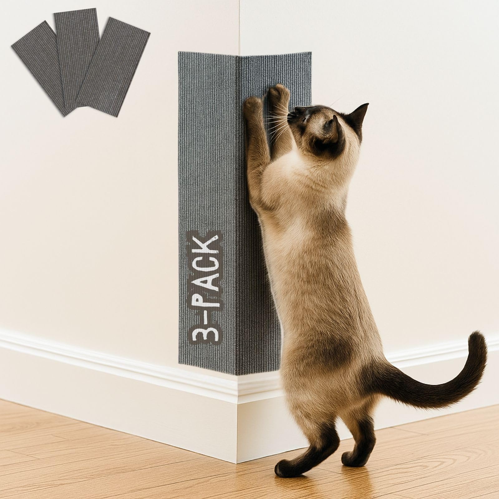 2ME Alfombra rascadora para gatos, juego de tres, protege muebles y zonas de arañar.