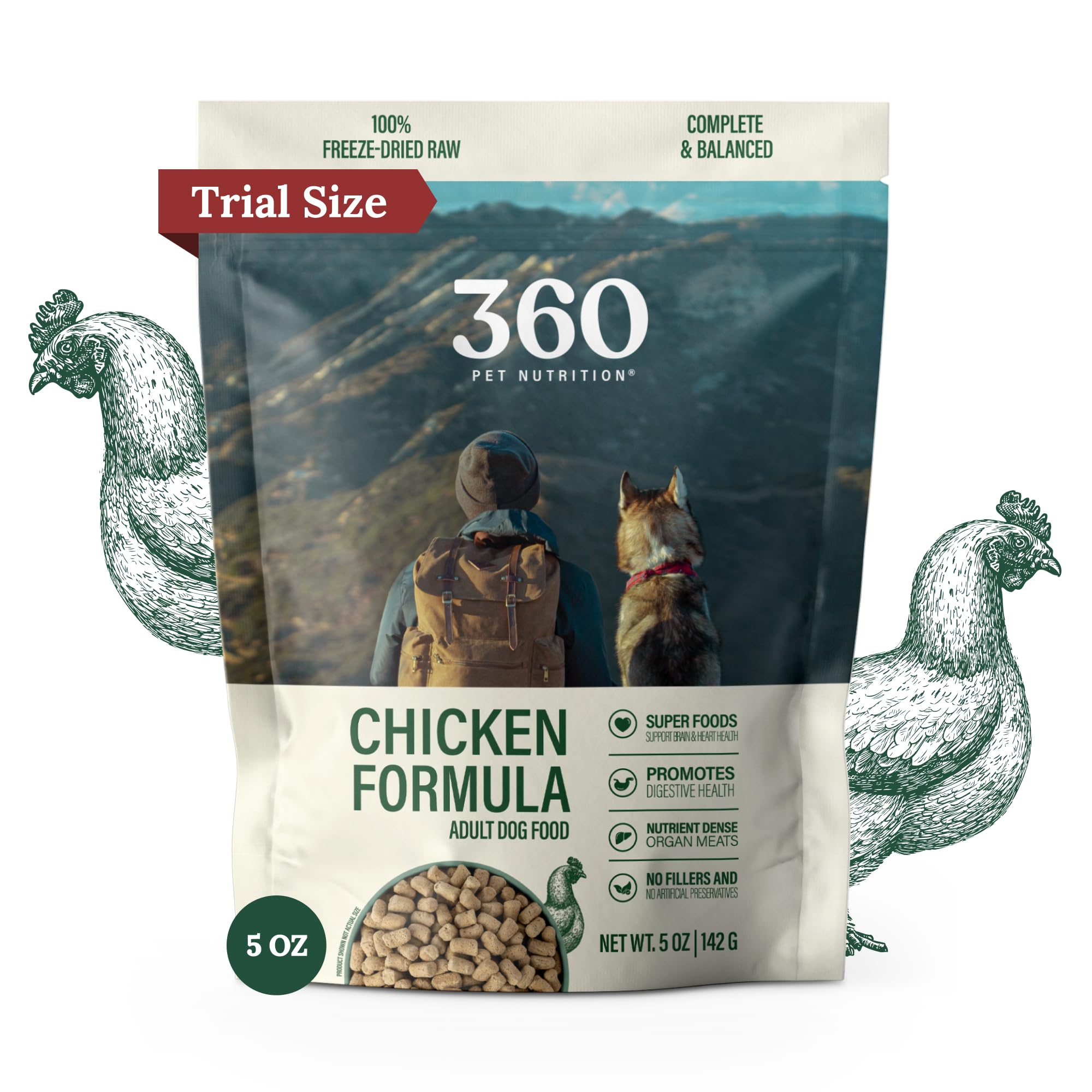 360 Pet Nutrition alimento crudo congelado de pollo para una dieta completa