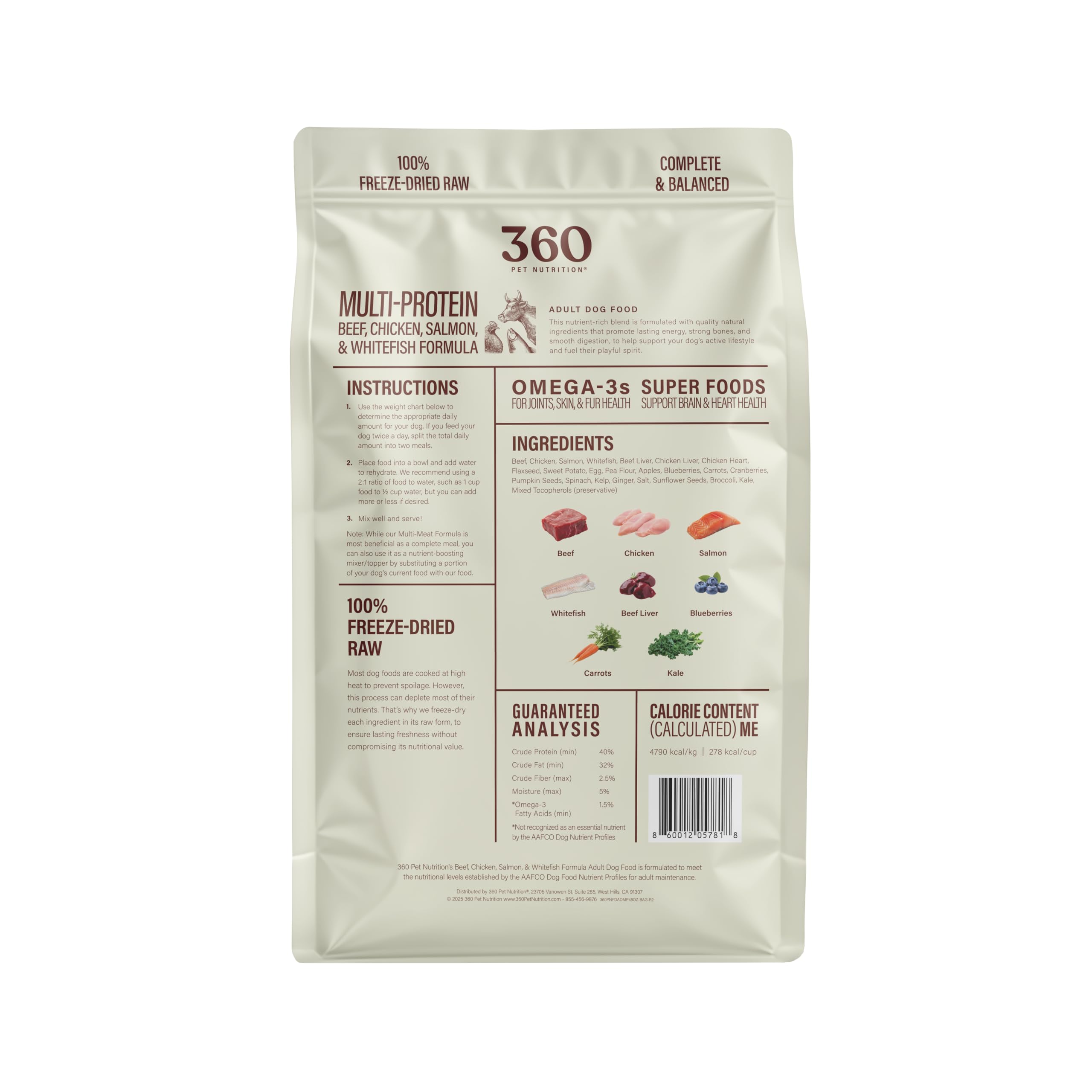 360 Pet Nutrition aroma apetitoso y textura crujiente para perros