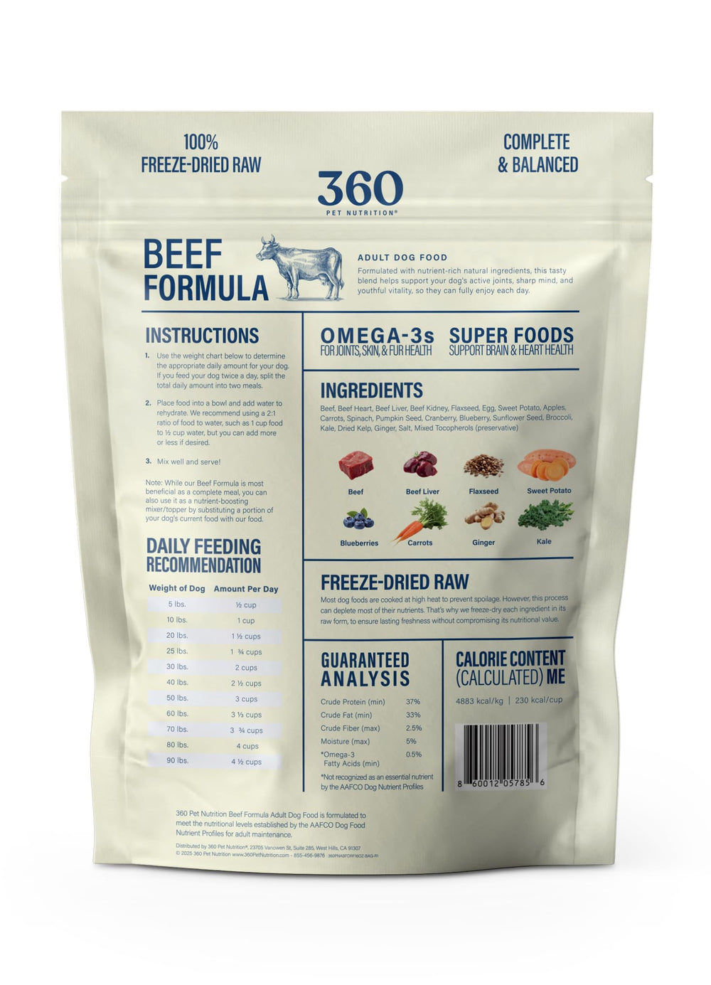 360 Pet Nutrition bolsa de 1 libra, fabricado en EE.UU. para frescura