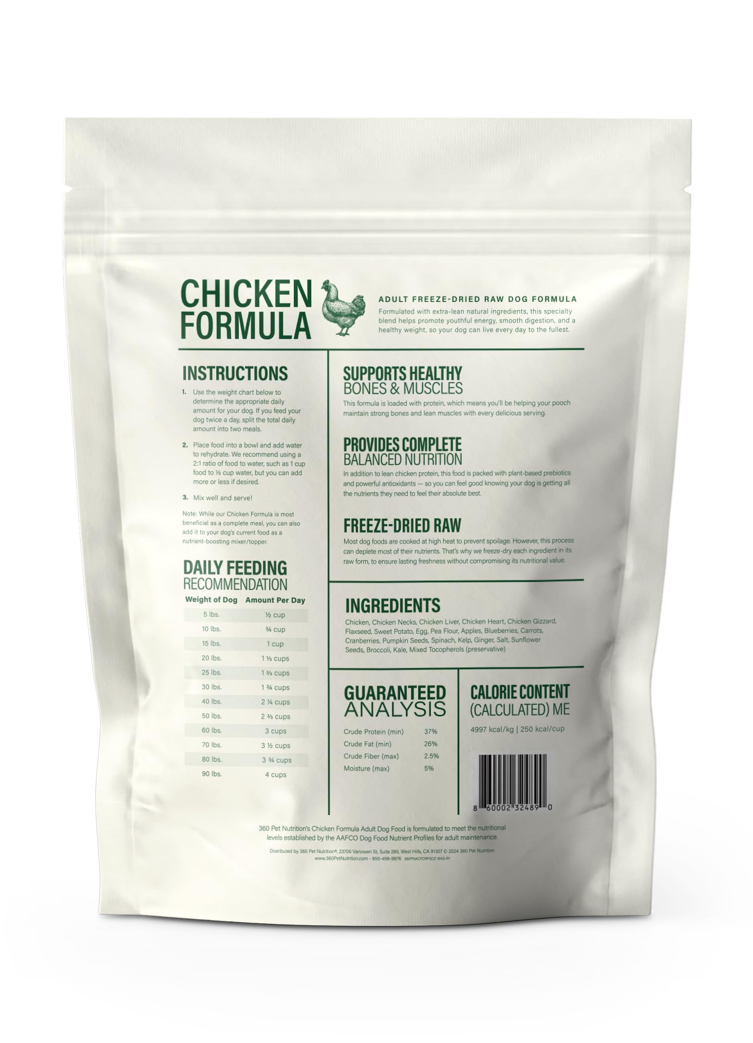 360 Pet Nutrition hecho en EE.UU., control de calidad y trazabilidad