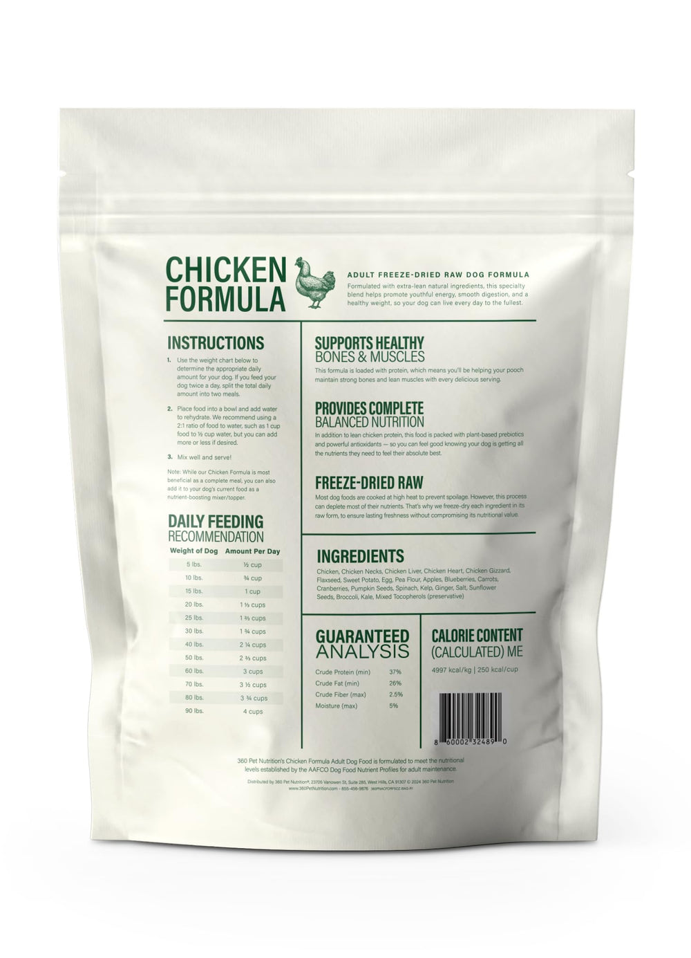 360 Pet Nutrition hecho en EE.UU., control de calidad y trazabilidad