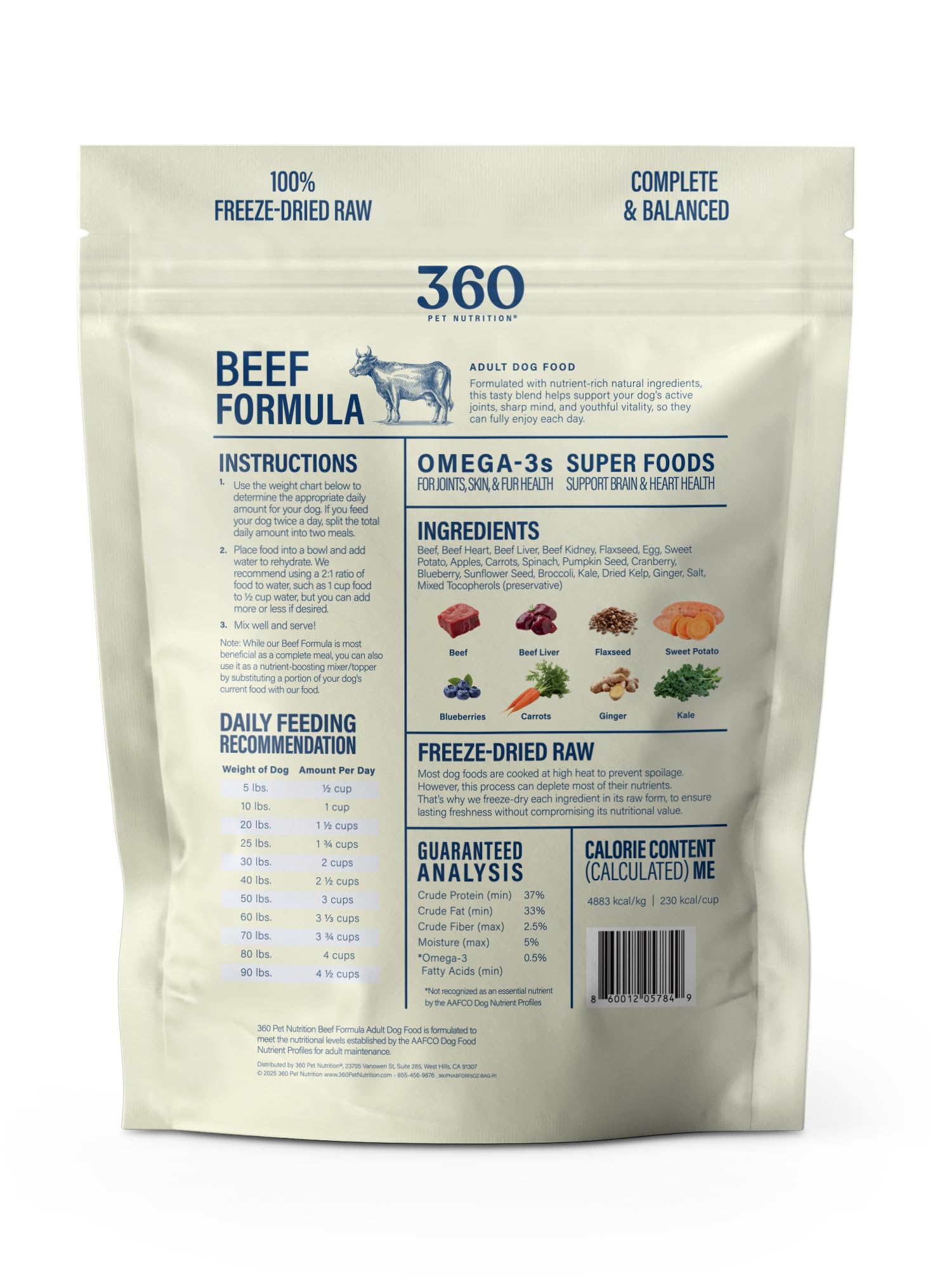 360 Pet Nutrition mezcla de ingredientes de calidad para una dieta variada