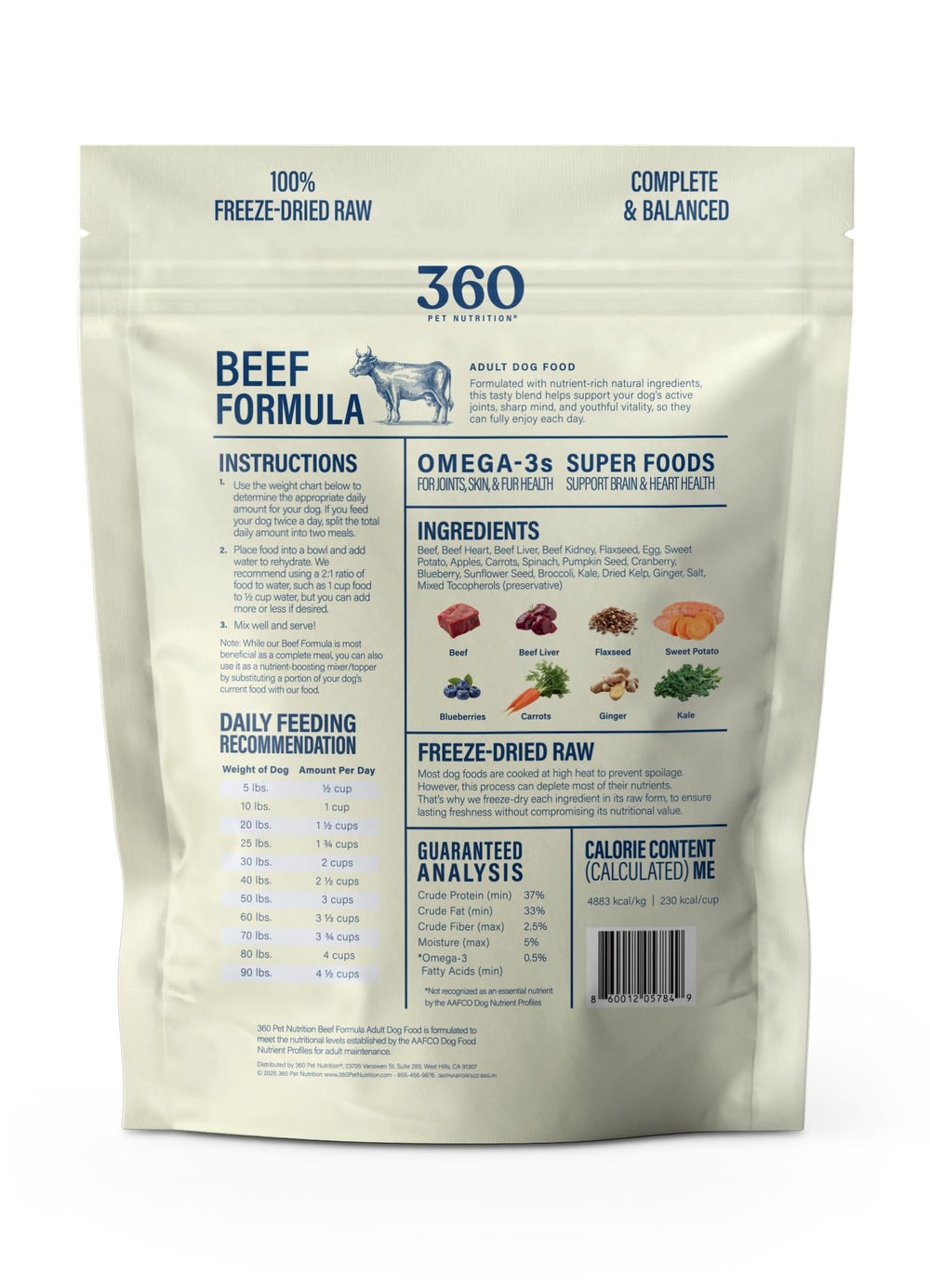 360 Pet Nutrition mezcla de ingredientes de calidad para una dieta variada