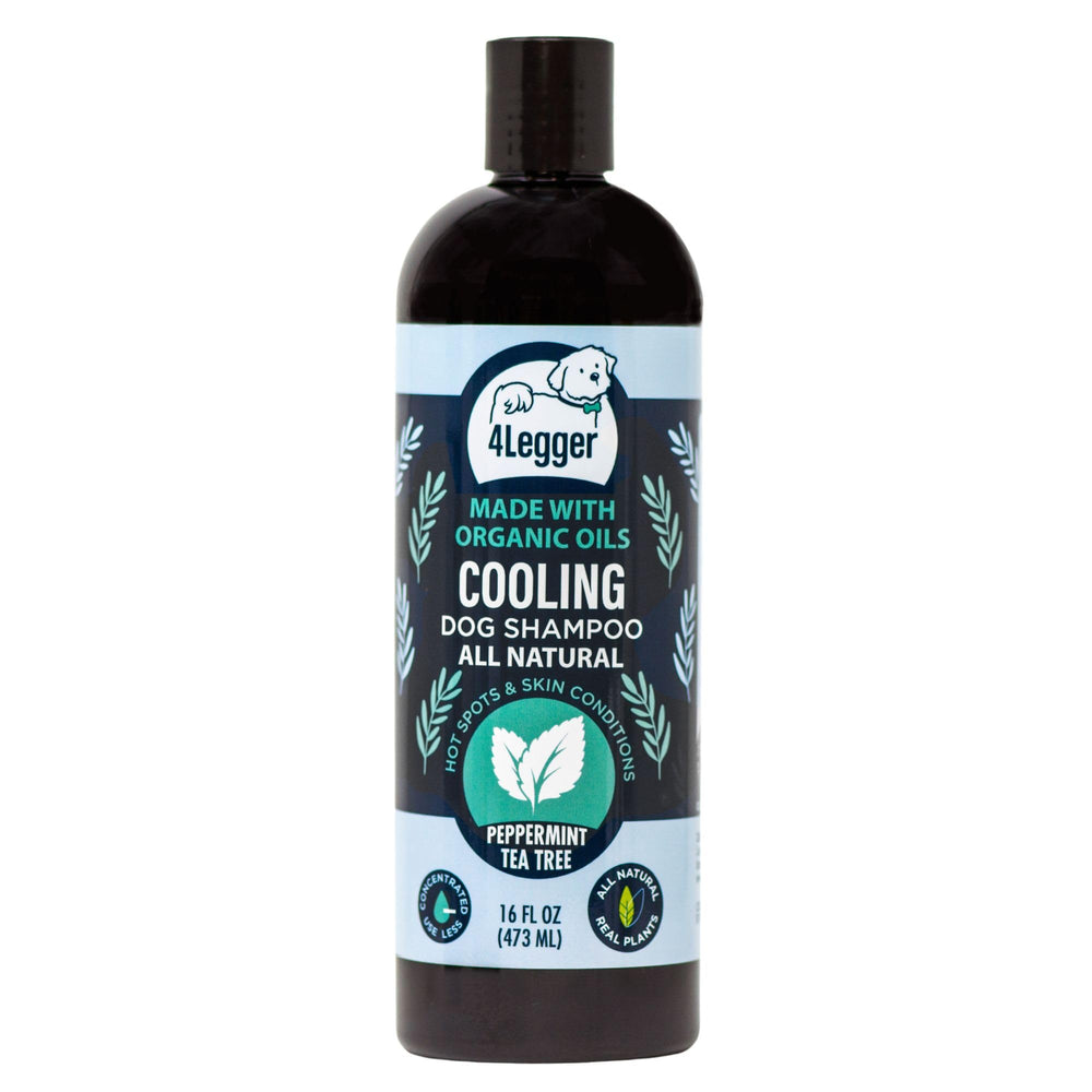 4Legger champú para perro: botella con menta y árbol de té, aroma fresco para el pelaje.