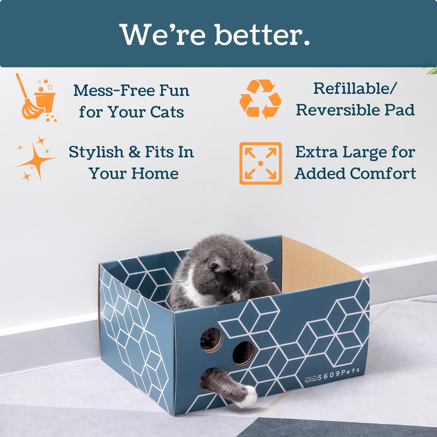 5609PETS caja para gato, refugio cálido y cómodo para interiores