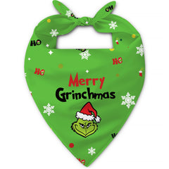 Bandana navideña 68Win para perro mediano, diseño verde y festivo para paseos.