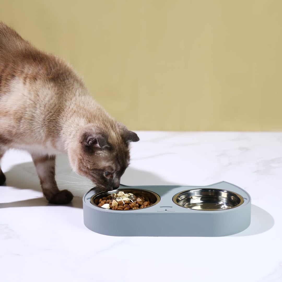 7 Ruby Road conjunto para comida y agua de gatos, gris suave