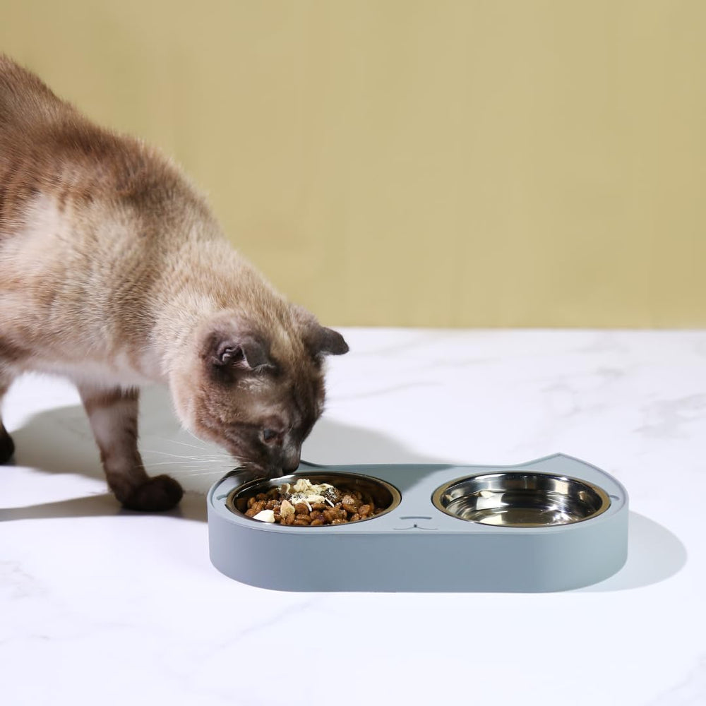 7 Ruby Road conjunto para comida y agua de gatos, gris suave