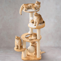 797Audio arbol-gato de madera moderno, ideal para trepar y descansar.