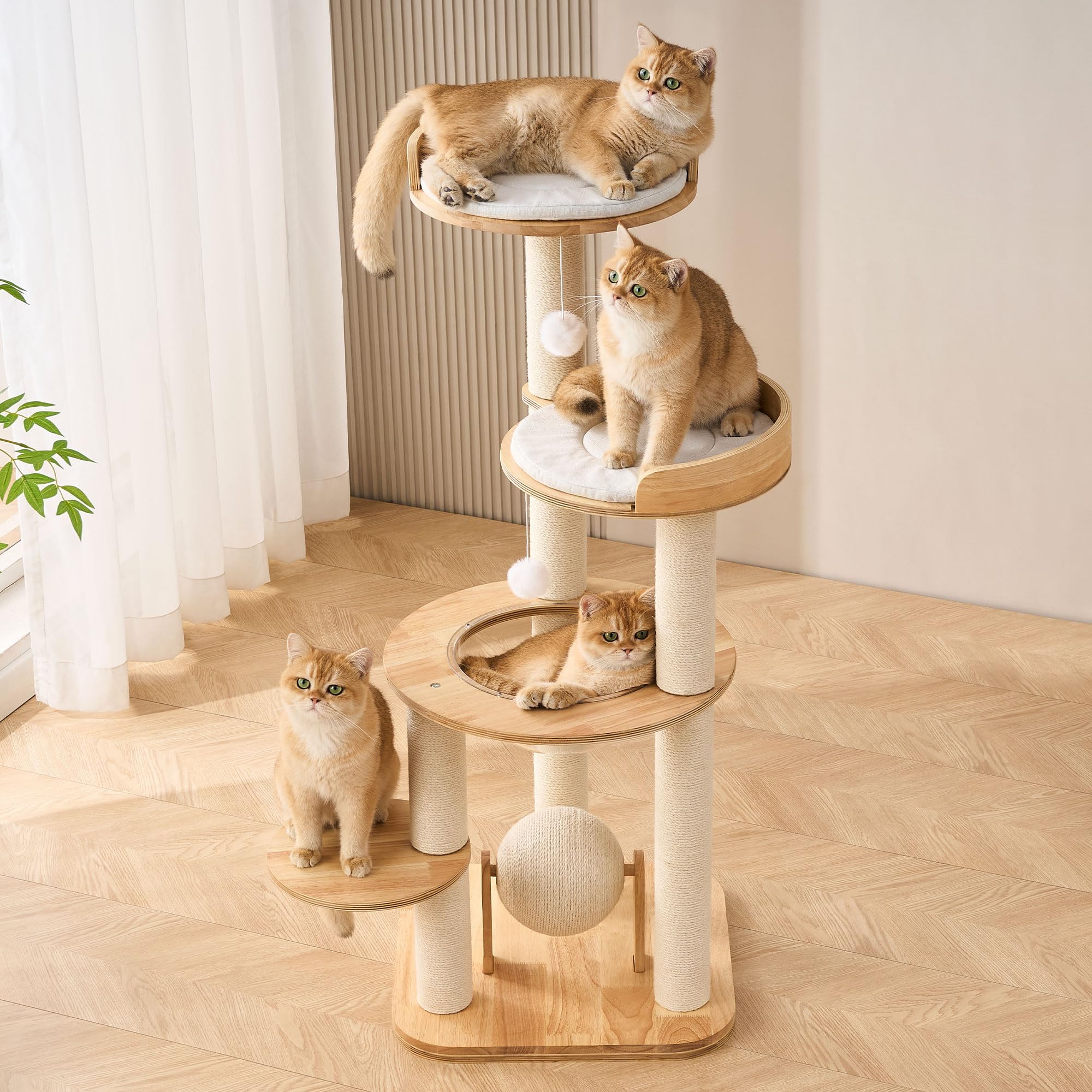 797Audio torre-gatos-madera, solución todo-en-uno para juego y descanso.