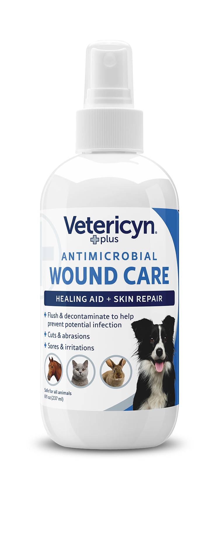 Vetericyn Plus, bote de 8oz, aplicación rápida para heridas e irritaciones.