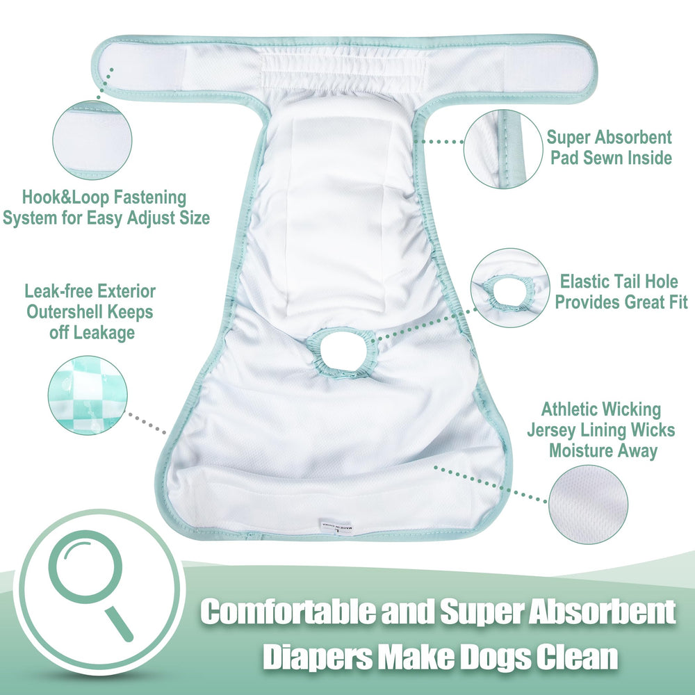 Pañales Wegreeco para perras, diseño a cuadros en tres colores para estilo.