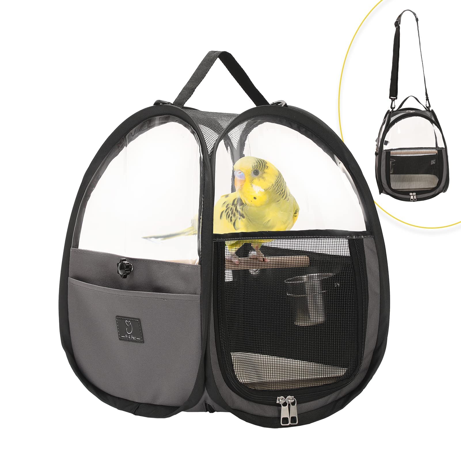 A 4 Pet porta-pajaros con ventanas claras facilita la conexión visual durante el viaje