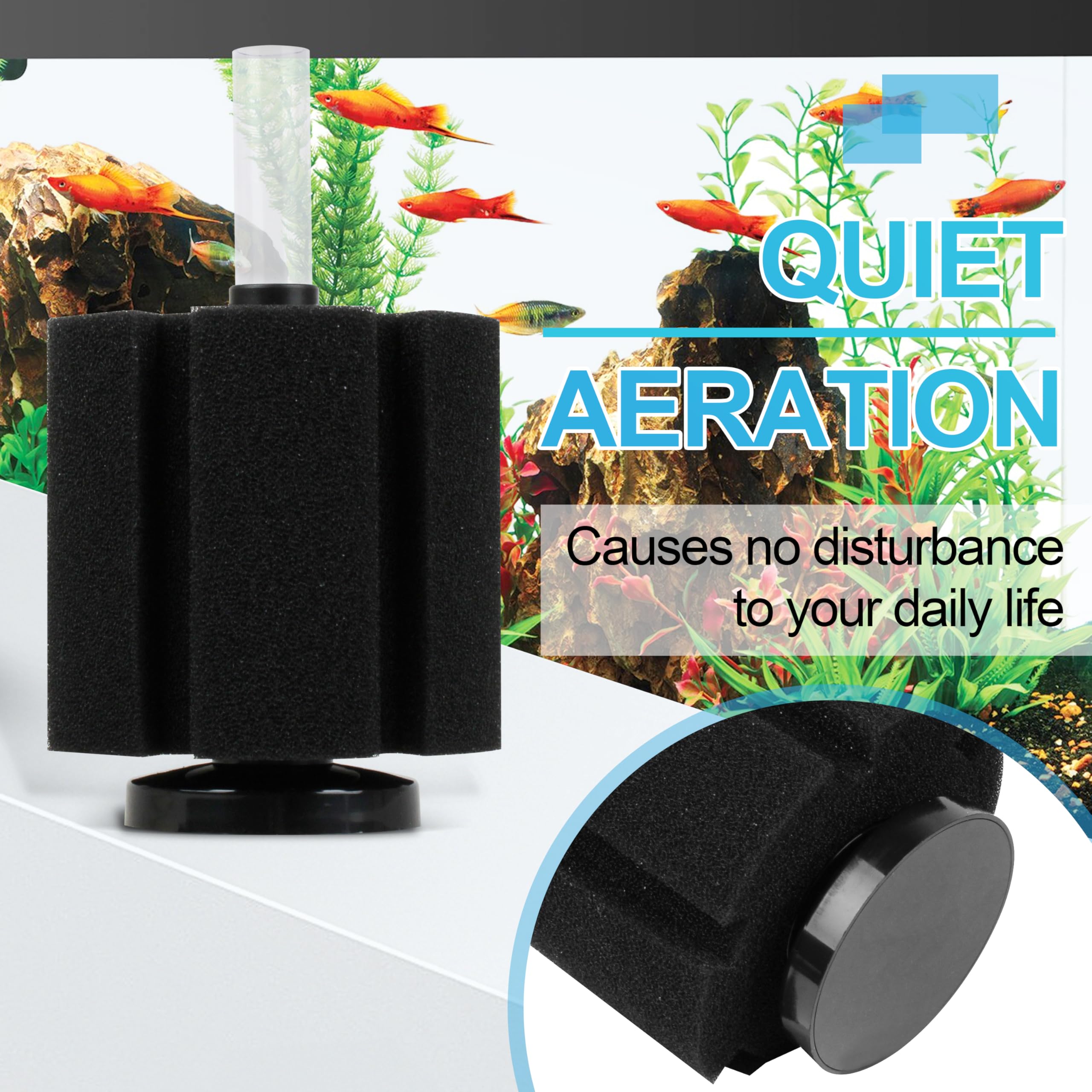 A AIRMACHIN filtro esponja acuario, complemento práctico para limpieza y mantenimiento.
