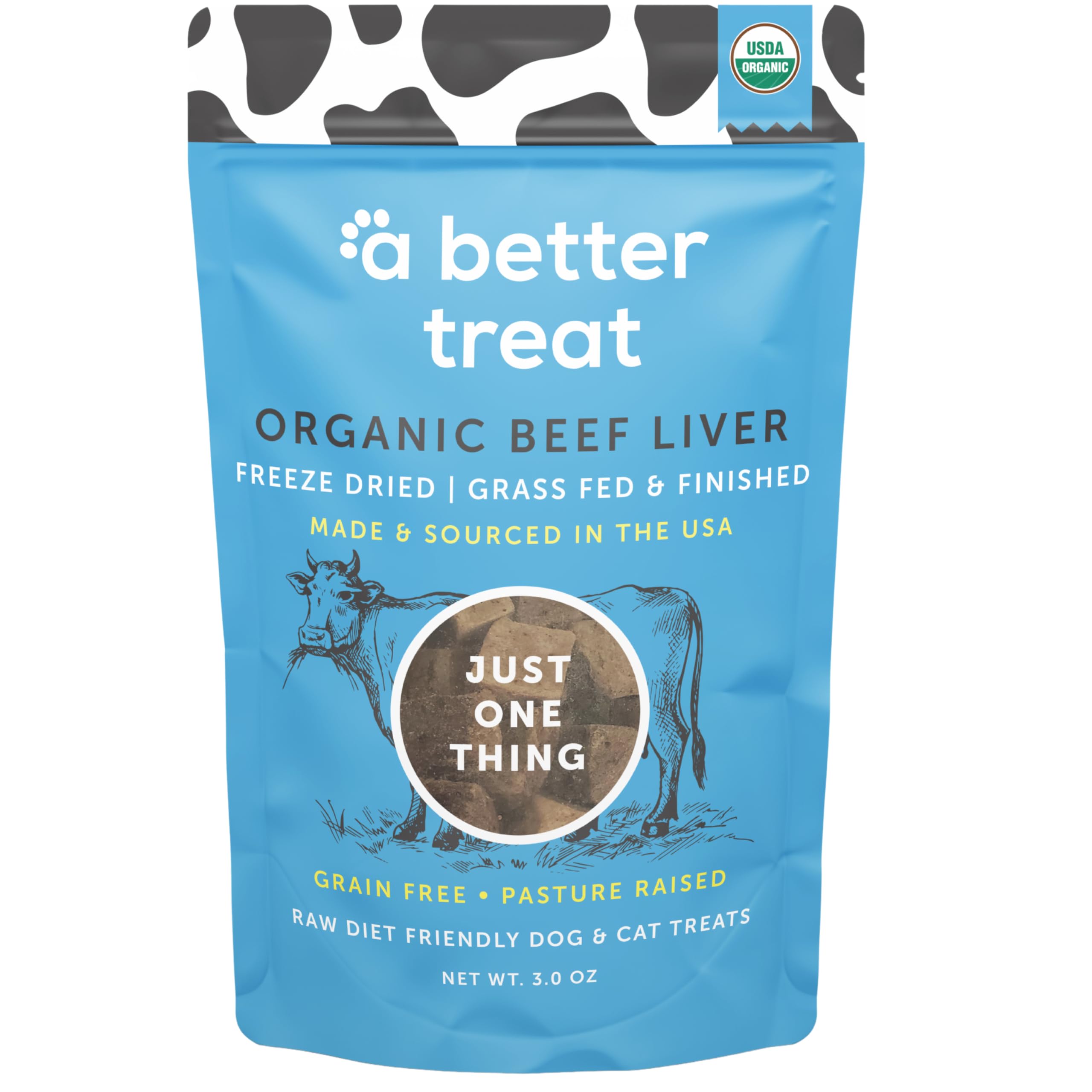 Golosina de hígado orgánico de A Better Treat para perros y gatos, alta proteína para entrenamiento.