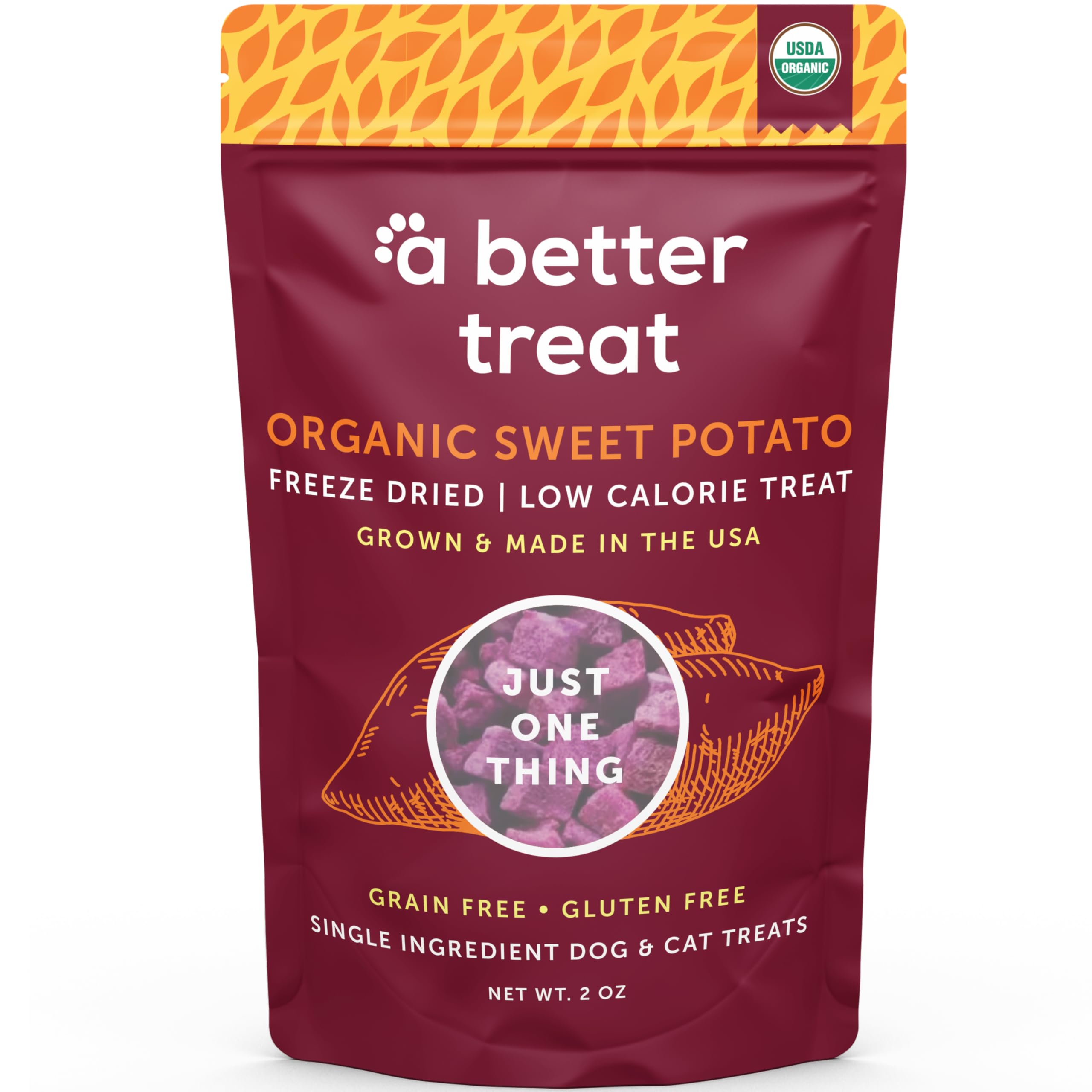 A Better Treat patata morada liofilizada: snack natural para mascotas.