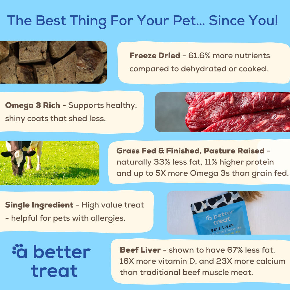 Textura liofilizada de hígado orgánico A Better Treat, recompensa sabrosa para perros.