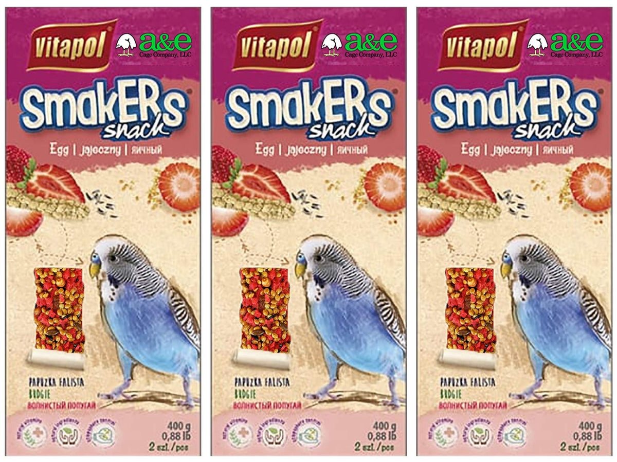 Smackers para periquitos de A&E Cage Company, palos sabor fresa para estimular el forraje